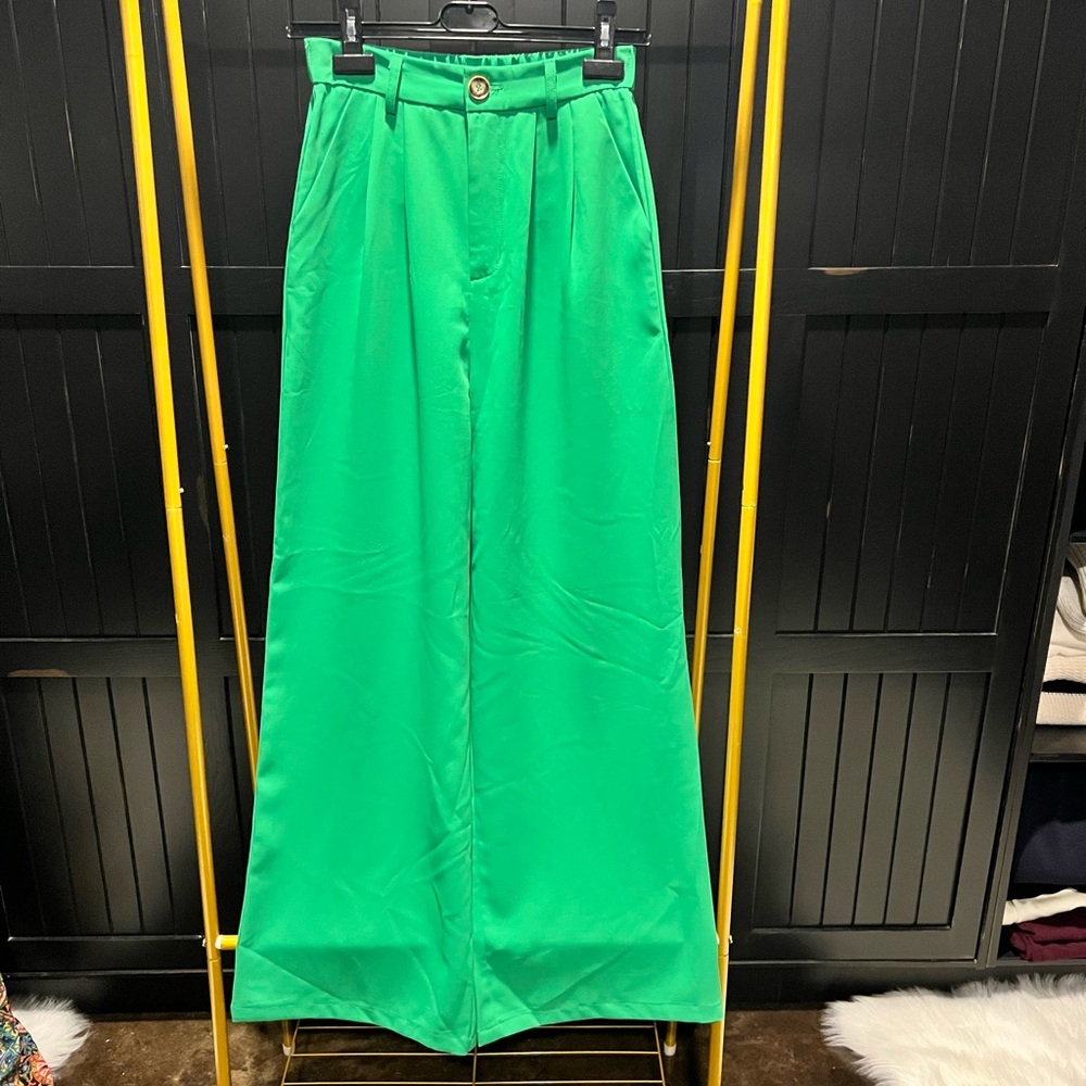Vibrant Green Wide-Leg Pants